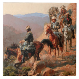 Frederick Remington "Met de 10e Cavalry" Tegeltje