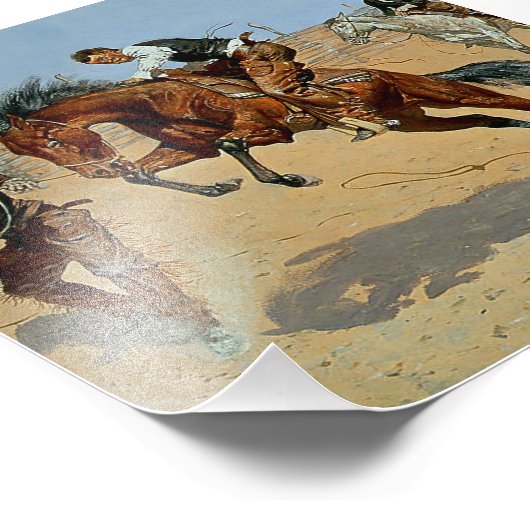 Frederick Remington Westerne kunst "Draai hem los" Foto Afdruk (Hoek)