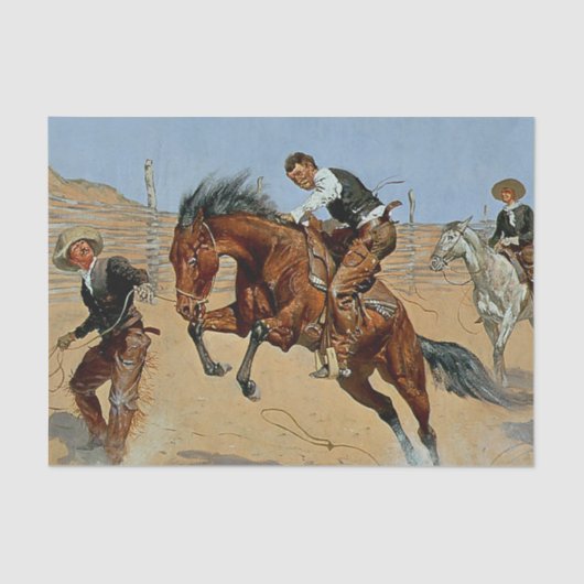Frederick Remington Westerne kunst "Draai hem los" Tissuepapier (Voorkant)