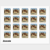 Frederick Remington Westerne kunst "Draai hem los" Vierkante Sticker (Vel)
