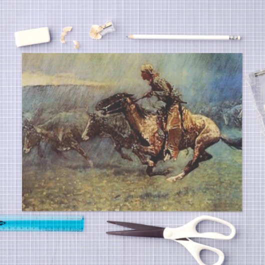 Frederick Remington Westerne kunst "The Stampede" Tissuepapier (Craft)