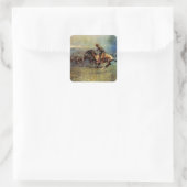 Frederick Remington Westerse Kunst “De Stampede” Vierkante Sticker (Tas)