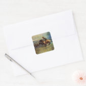 Frederick Remington Westerse Kunst “De Stampede” Vierkante Sticker (Envelop)