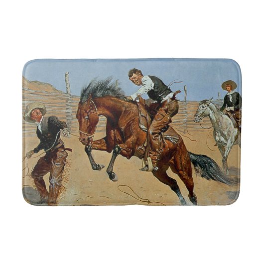 Frederick Remington Westerse Kunst “Laat hem los” Badmat (Voorkant)