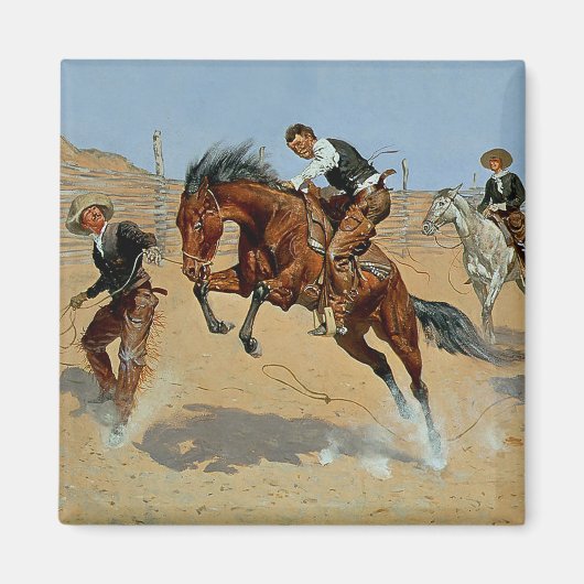 Frederick Remington Westerse Kunst “Laat hem los” Magneet (Voorkant)