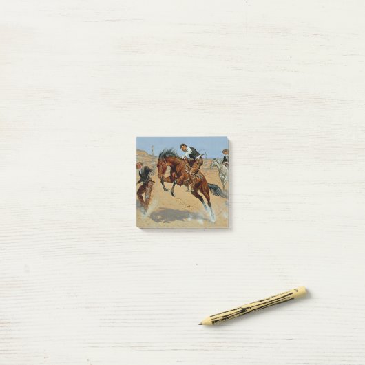 Frederick Remington Westerse Kunst “Laat hem los” Post-it® Notes (Op bureau)