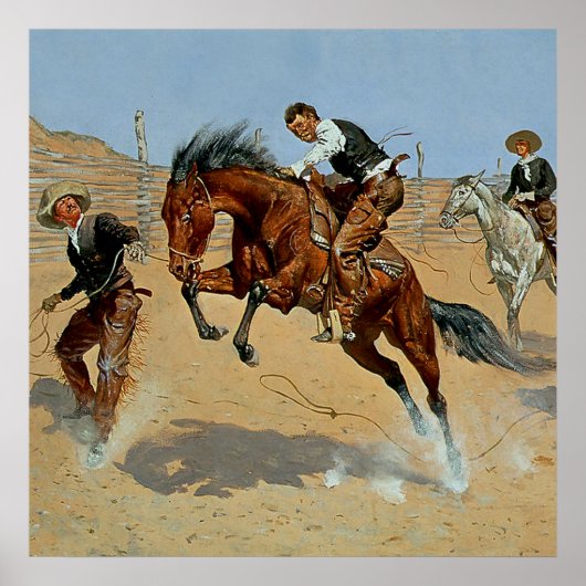 Frederick Remington Westerse Kunst “Laat hem los” Poster (Voorkant)