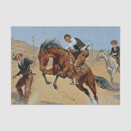 Frederick Remington Westerse Kunst “Laat hem los” Tissuepapier (Voorkant)
