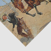 Frederick Remington Westerse Kunst “Laat hem los” Tissuepapier (Detail)