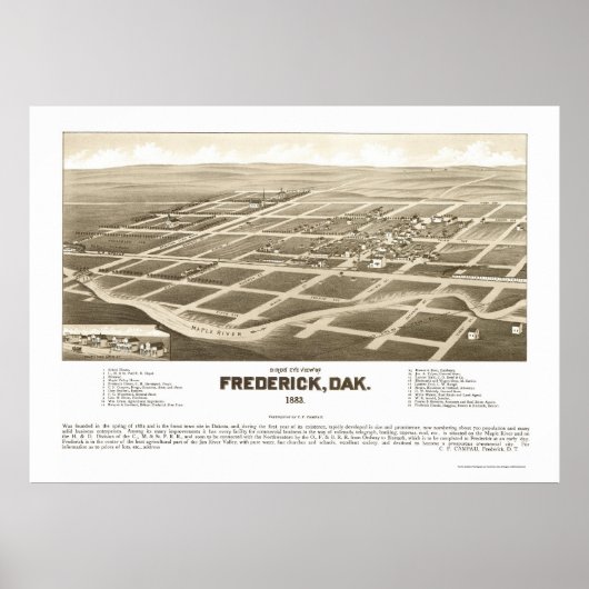 Frederick, SD Panorama Map - 1883 Poster (Voorkant)