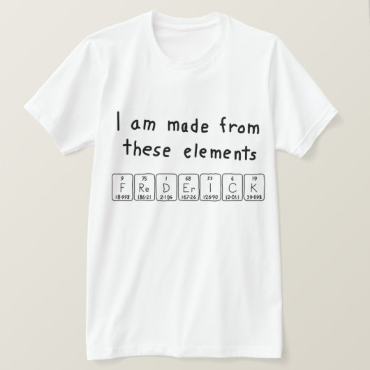 Frederick shirt voor periodieke tabelnamen (Design voorkant)