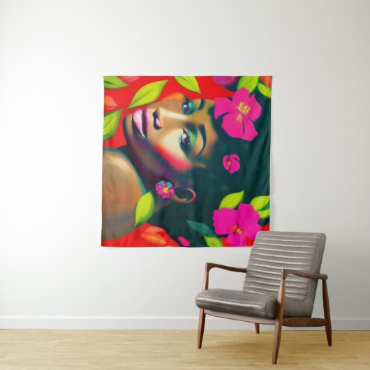 Fredericka Abstract Afro-Amerikaanse vrouw Wandkleed (In Situ (horizontaal))