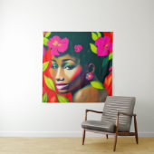 Fredericka Abstract Afro-Amerikaanse vrouw Wandkleed (In situ)