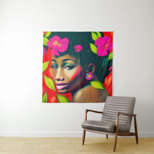 Fredericka Abstract Afro-Amerikaanse vrouw Wandkleed (In situ)