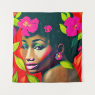 Fredericka Abstract Afro-Amerikaanse vrouw Wandkleed