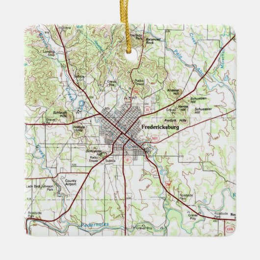 Fredericksburg TX Topo Map Keramisch Ornament (Voorkant)