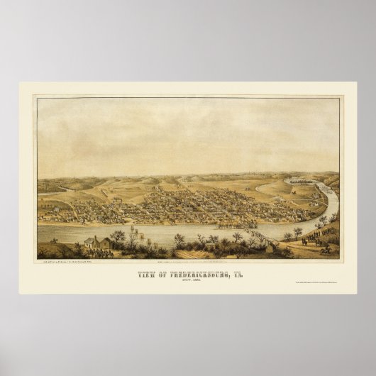 Fredericksburg, VA Panoramic Map - 1862 Poster (Voorkant)
