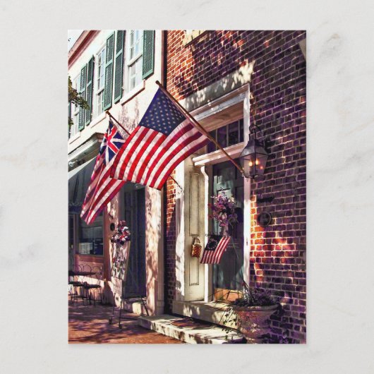 Fredericksburg VA - Street with American Flags Briefkaart (Voorkant)