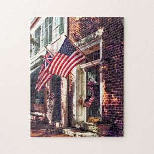 Fredericksburg VA - Street with American Flags Legpuzzel