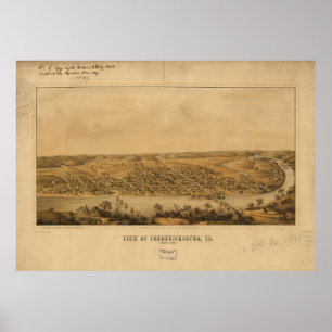 Fredericksburg Virginia 1863 Antiek Panorama Poster