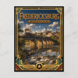Fredericksburg Virginia Vintage Art Deco Goud Briefkaart