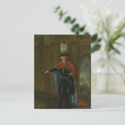 Frederik de Grote verkleed in het kostuum Briefkaart (Staand voorkant)