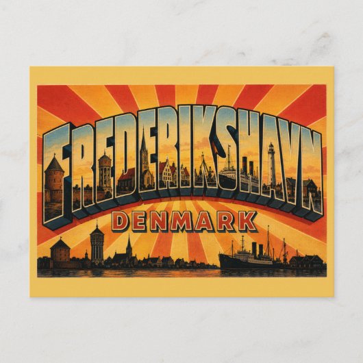 Frederikshavn Denemarken Haven Briefkaart (Voorkant)