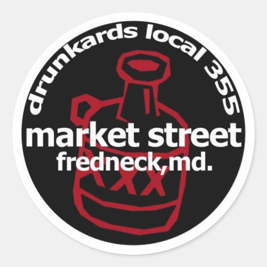 Frednecks Drunkard Decal (vel van 6) Ronde Sticker (Voorkant)