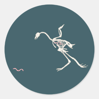 Free and Happy Chicken Skeletal Ronde Sticker