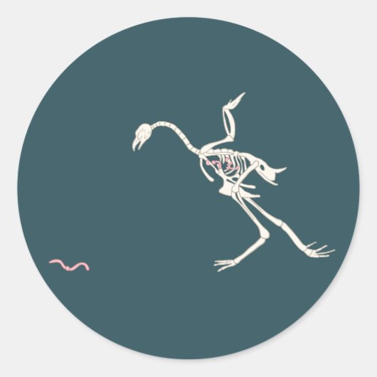 Free and Happy Chicken Skeletal Ronde Sticker (Voorkant)
