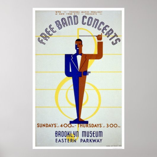 Free Band Concerts 1941 WPA Poster (Voorkant)