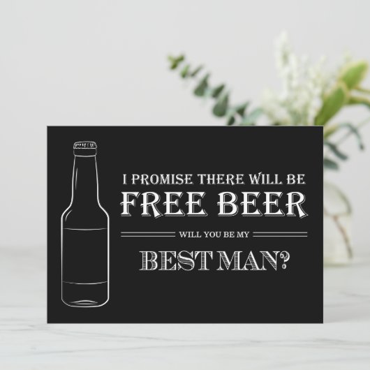 Free Beer Funny Best Man Groomsman Voorstel (Staand voorkant)