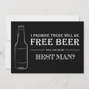 Free Beer Funny Best Man Groomsman Voorstel