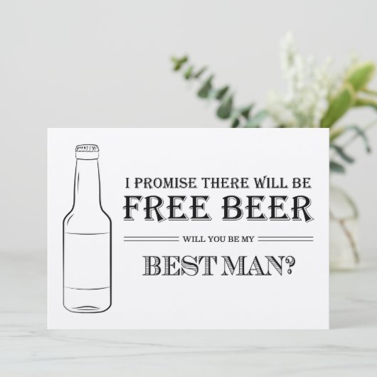 Free Beer Funny Best Man Groomsman Voorstel (Staand voorkant)
