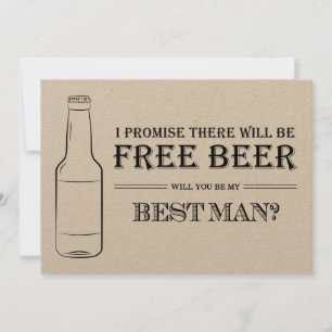 Free Beer Funny Best Man Groomsman Voorstel