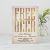 Free Beer Funny Birthday Invitation Kaart (Staand voorkant)
