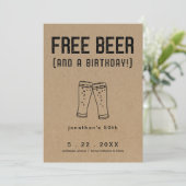 Free Beer Funny Birthday Save the Date Kaart (Staand voorkant)