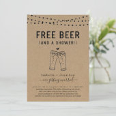Free Beer Funny Couple's Bridal Wedding Shower Kaart (Staand voorkant)