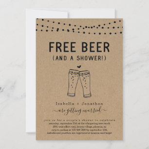 Free Beer Funny Couple's Bridal Wedding Shower Kaart