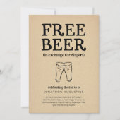Free Beer Funny Diaper Party Invitation Kaart (Voorkant)