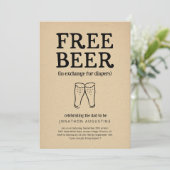 Free Beer Funny Diaper Party Invitation Kaart (Staand voorkant)