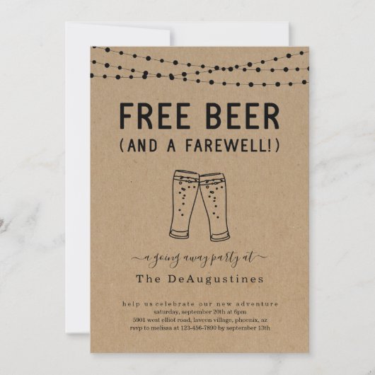Free Beer Funny die de partij van de weg gaat uitn Kaart (Voorkant)