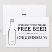 Free Beer Funny Groomsman-voorstel (Voorkant / Achterkant)