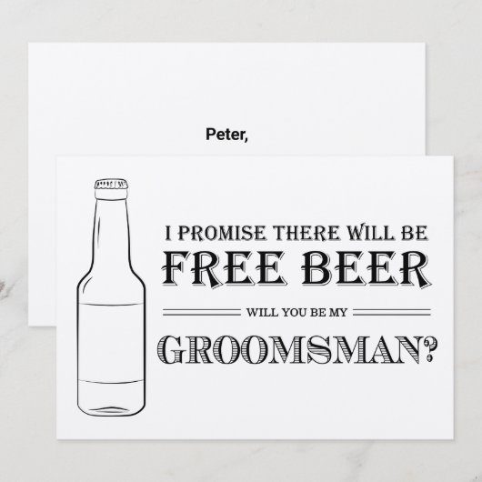 Free Beer Funny Groomsman-voorstel (Voorkant / Achterkant)