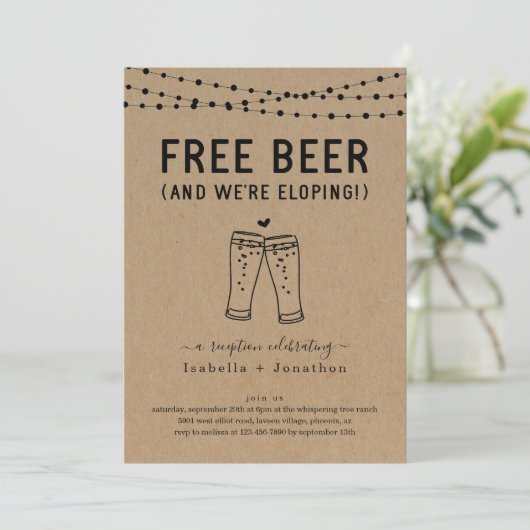 Free Beer Funny Reception only Inveption Kaart (Staand voorkant)