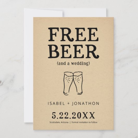 Free Beer Funny Save the Date Kaart (Voorkant)