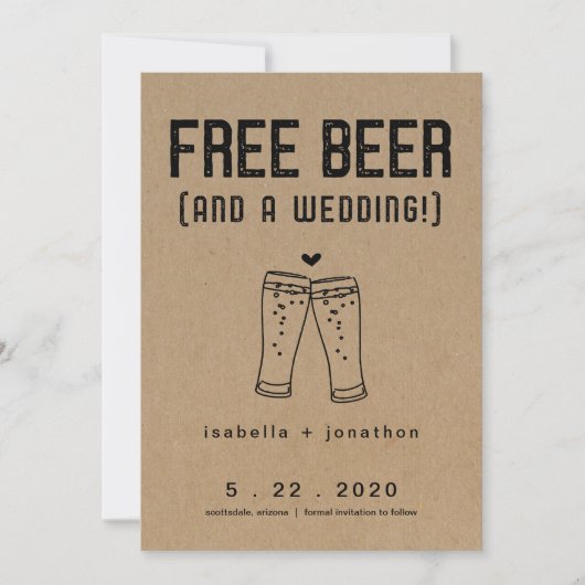 Free Beer Funny Save the Date Kaart (Voorkant)