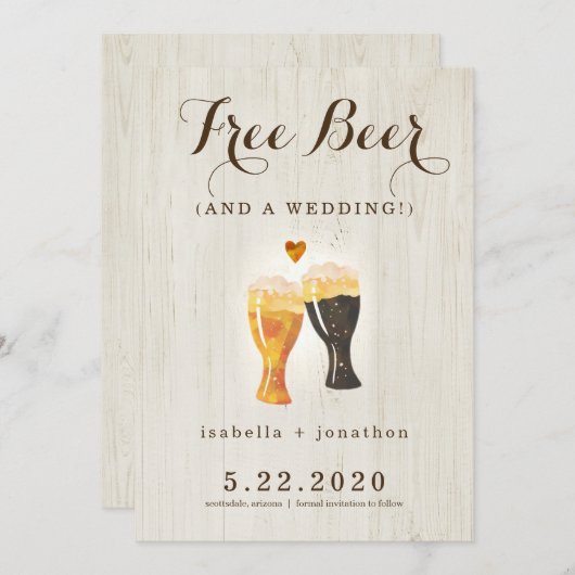 Free Beer Funny Save the Date Kaart (Voorkant / Achterkant)