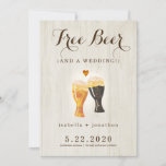 Free Beer Funny Save the Date Kaart<br><div class="desc">Voeg een kleine humor aan uw sparen de datum toe. . . . Omvat met de hand geverfde waterverf biertoast op een wonderlijk rustige houtachtergrond. Coördinerende items zijn beschikbaar in het Collectie 'Rustic Brewery' in mijn winkel.</div>