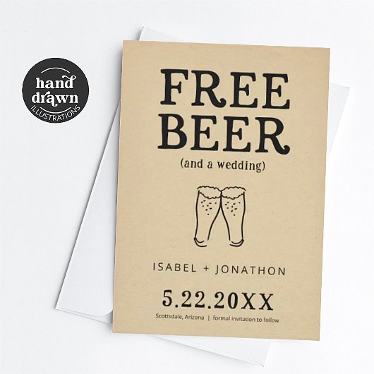 Free Beer Funny Save the Date Kaart